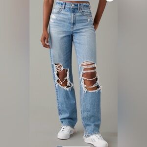 AE Curvy Super High- Rise Baggy Straight Jean